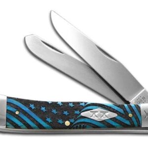 Case xx Knives Trapper U.S. Flag Caribbean Blue Bone 1/500 Stainless Pocket Knife 23120USF