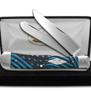 Case xx Knives Trapper U.S. Flag Caribbean Blue Bone 1/500 Stainless Pocket Knife 23120USF