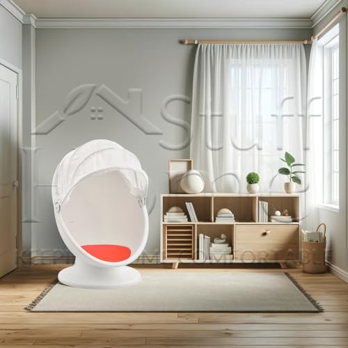 home stuff Swivel Chair White/Red Spinning Chair for Kids Sensory for Improving Physical Coordination with Non Slip Sitting and More Safer and Ideal Companion for Autism Children