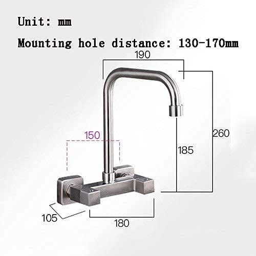 Faucets,Wall-Mounted Kitchen Spin Hot and Cold Faucet Bathroom Bathtub 304 Stainless Steel in-Wall Faucet Cold Heat (A) (C)