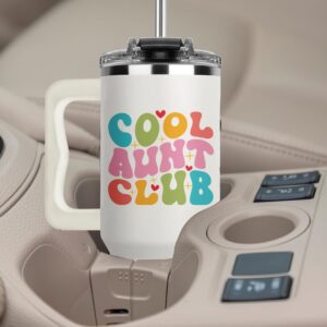 Christmas Gifts for Aunt - Cool Aunt Club Coffee Tumbler 40Oz, Best Aunt Gifts from Niece Nephew for Birthday, Mothers Day, Presents for First Time & Best Auntie Ever, New Aunty Cup with Handle Straw