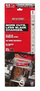 shaface for milwaukee 48-39-0601 44-7/8"" 8/10 tpi extreme deep cut band saw blade - 3 pk