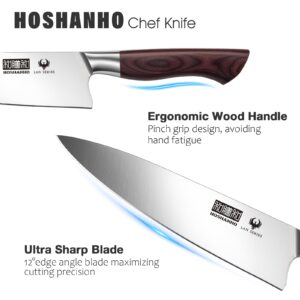 HOSHANHO 8 Inch Chef Knife for Cooking, Super Sharp German High Carbon Stainless Steel Kitchen Knife, Professional Japanese Knife with Durable Wood Handle