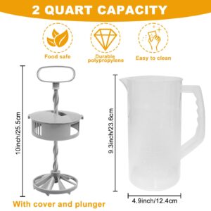 1 Pack Mixing Pitcher for Drinks 2 Quart/ 64oz Plastic Water Pitcher with Lid，Easy-Mix Juice Container，Angled Plastic Blades and Adjustable Mixer Plunger for Juice, Tea, Beverage Container