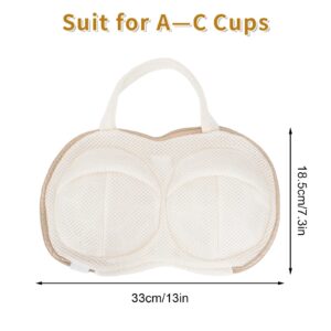 DESONAUT 2Pcs Bra Wash Bags for Laundry Lingerie Brassiere Bag bra washing protector holder for Washing Machine Beige(A to C Cups)