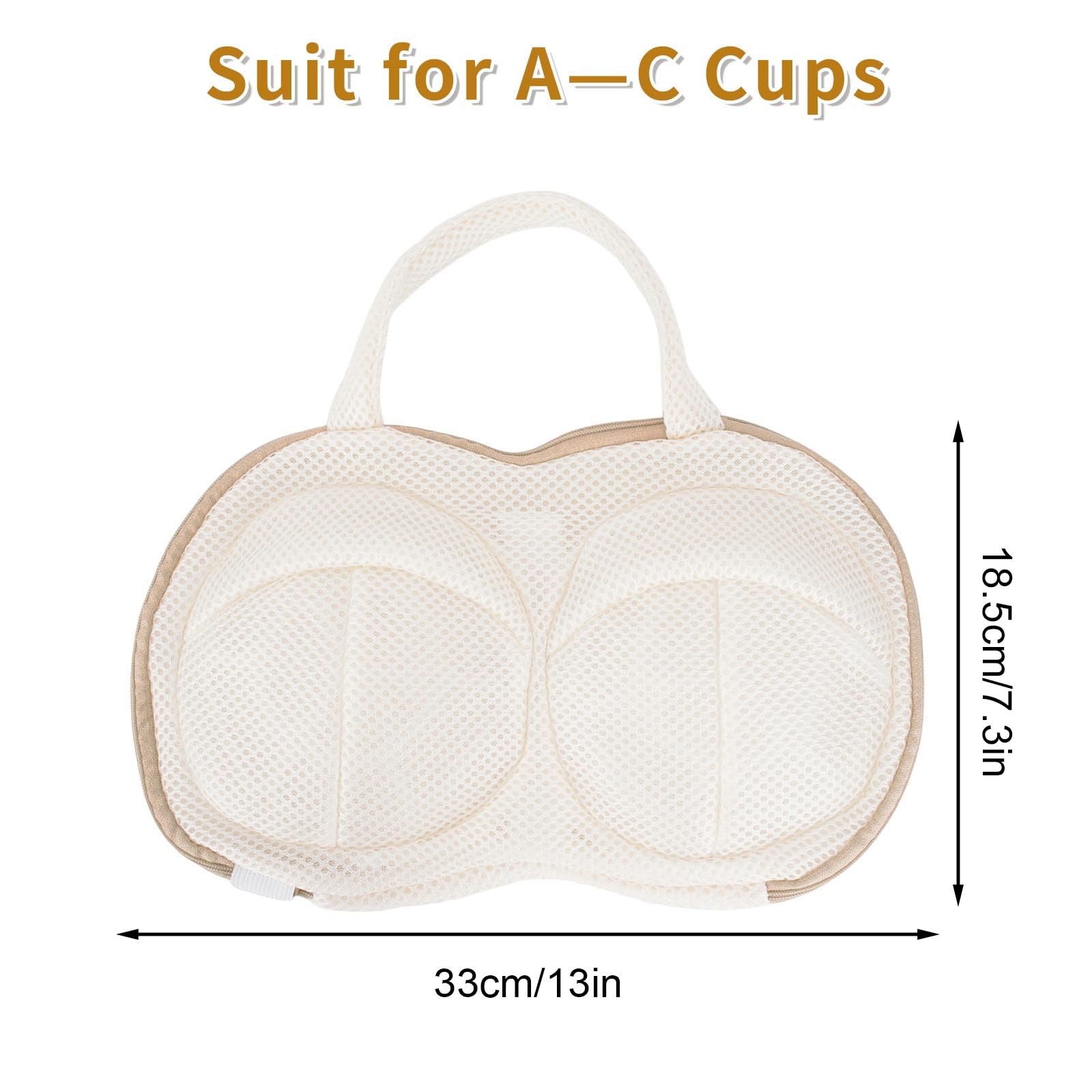 DESONAUT 2Pcs Bra Wash Bags for Laundry Lingerie Brassiere Bag bra washing protector holder for Washing Machine Beige(A to C Cups)