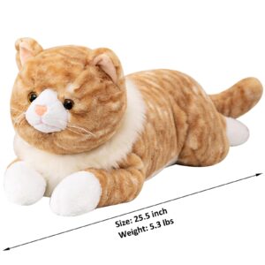 Fawowe Cat Weighted Stuffed Animals, 5.3 lbs 25.5 inch Weighted Cat Plush Toy Realistic Cat Weighted Plush Animals Pillow Gifts for Adults and Kids