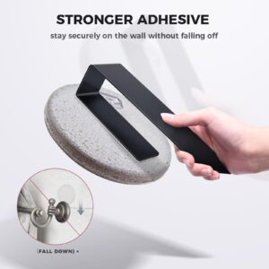 Towel Holder Self Adhesive Towel Rack 304 Stainless Steel Stick on Hand Towel Stand 8 Inch Heavy Duty Towel Hanger for Bathroom No Drilling Towel Bar Hardware Brushed Black 1 PCS