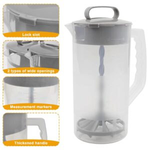 1 Pack Mixing Pitcher for Drinks 2 Quart/ 64oz Plastic Water Pitcher with Lid，Easy-Mix Juice Container，Angled Plastic Blades and Adjustable Mixer Plunger for Juice, Tea, Beverage Container