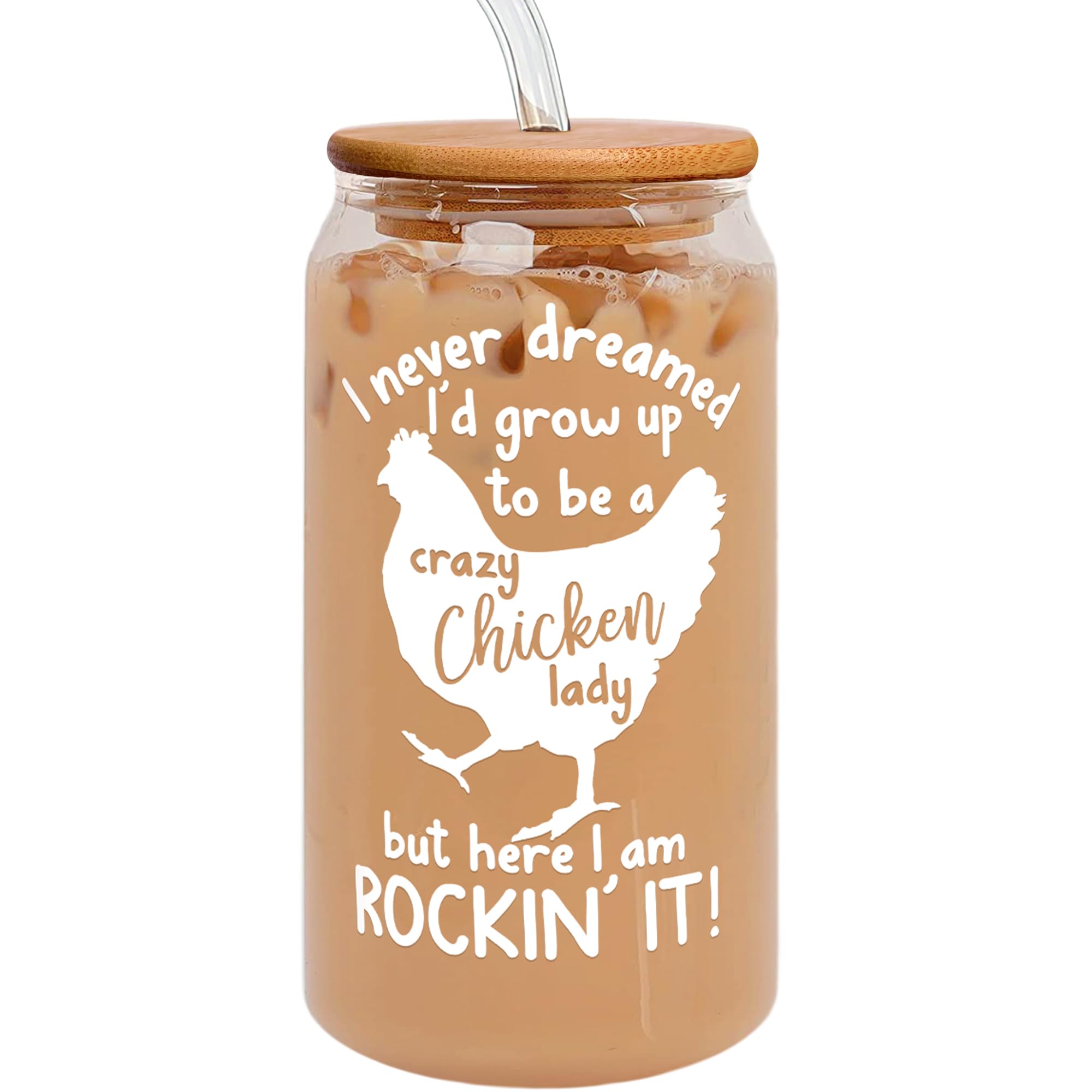 Chicken Gifts - Chicken Gifts for Women - Chicken Themed Gifts - Chicken Lover Gifts, Chicken Lady Gifts, Chicken Mom Gifts - Chicken Christmas Gifts - Chicken Farmer Gifts for Women - 20 Oz Can Glass