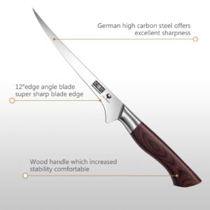 HOSHANHO Fillet Knife 7 Inch, Professional German High Carbon Steel Boning Knife for Meat, Ultra Sharp Japanese Fish Fillet Knife with Ergonomic Wood Handle