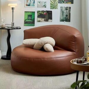 Curved Leather Sofa - Luxurious and Stylish | Suitable for Any Living Space (A,Sofa)