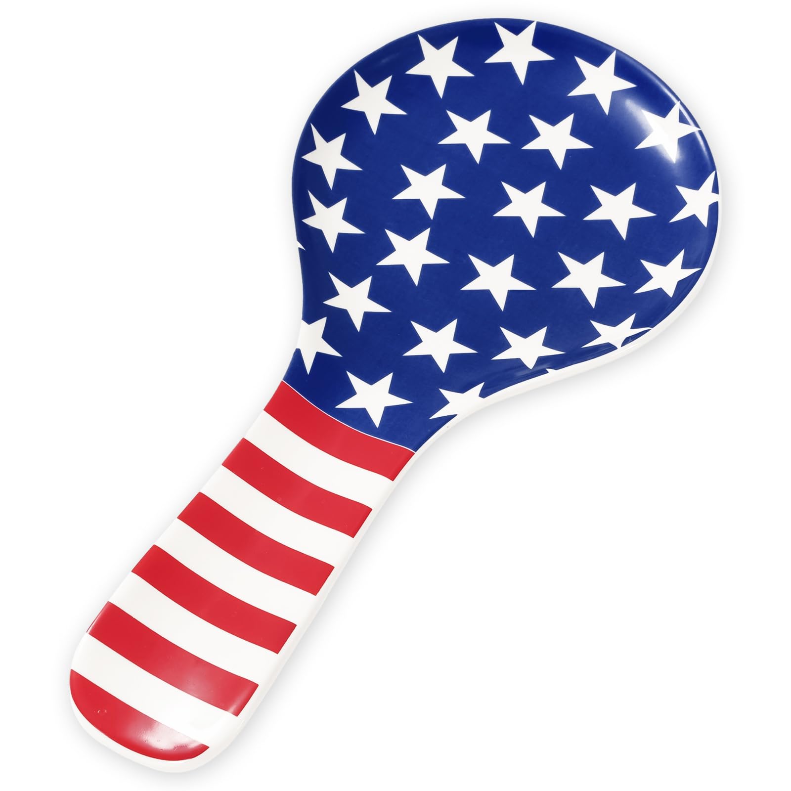 Whaline Patriotic Spoon Rest American Flag Ceramic Spoon Holder 4th of July Star Stripe Sauce Dishes Ring Dish for Independence Day Kitchen Office Party Decor