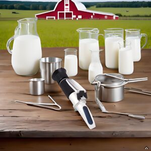 Accurate Milk Content Detector - Portable Handheld Refractometer with Automatic Temperature Compensation, Sturdy Aluminum Build, Ideal for Farmers and Dairy Enthusiasts