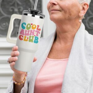 Christmas Gifts for Aunt - Cool Aunt Club Coffee Tumbler 40Oz, Best Aunt Gifts from Niece Nephew for Birthday, Mothers Day, Presents for First Time & Best Auntie Ever, New Aunty Cup with Handle Straw