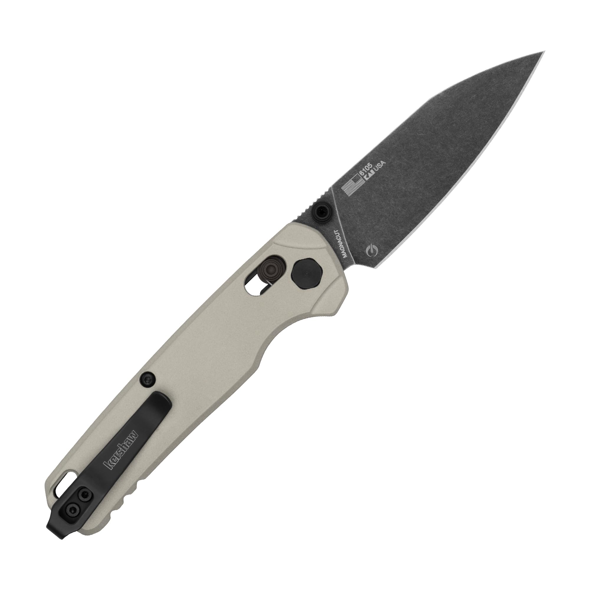 Kershaw Bel Air Pocket Knife, Made in the USA, 3.4 inch CPM MagnaCut Steel Blade, EDC Design, Duralock Locking Mechanism, Manual Folder, Black Cerakote Blade, Pocketclip