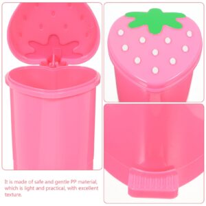 Kichvoe Strawberry Trash Can Cute Trash Can Desktop Trash Can Mini Pink Garbage Can Strawberry Countertop Wastebasket for Desk Bathroom Bedroom Kitchen Office