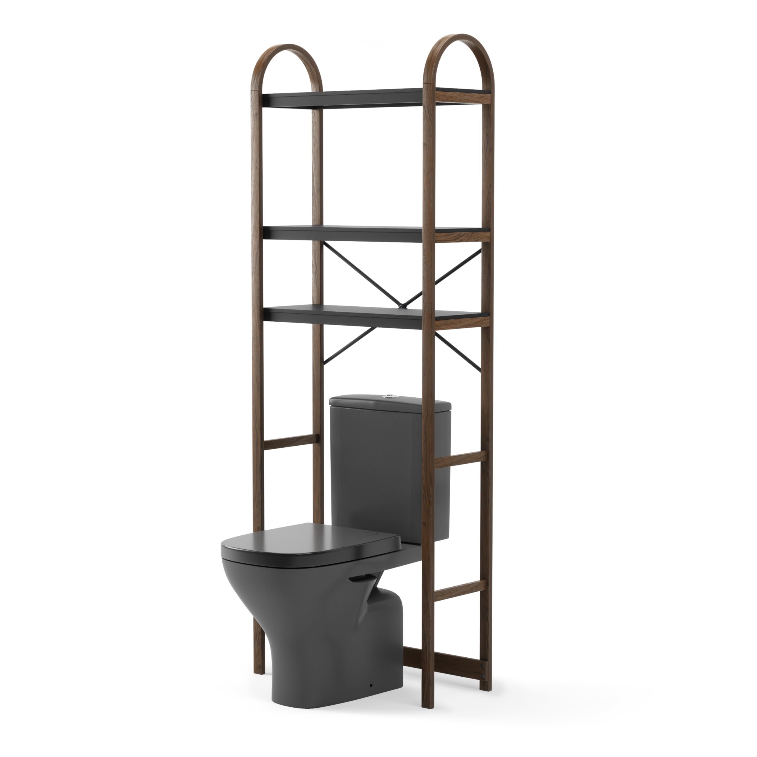 Umbra Bellwood Over The Toilet Bathroom Storage, Black/Walnut