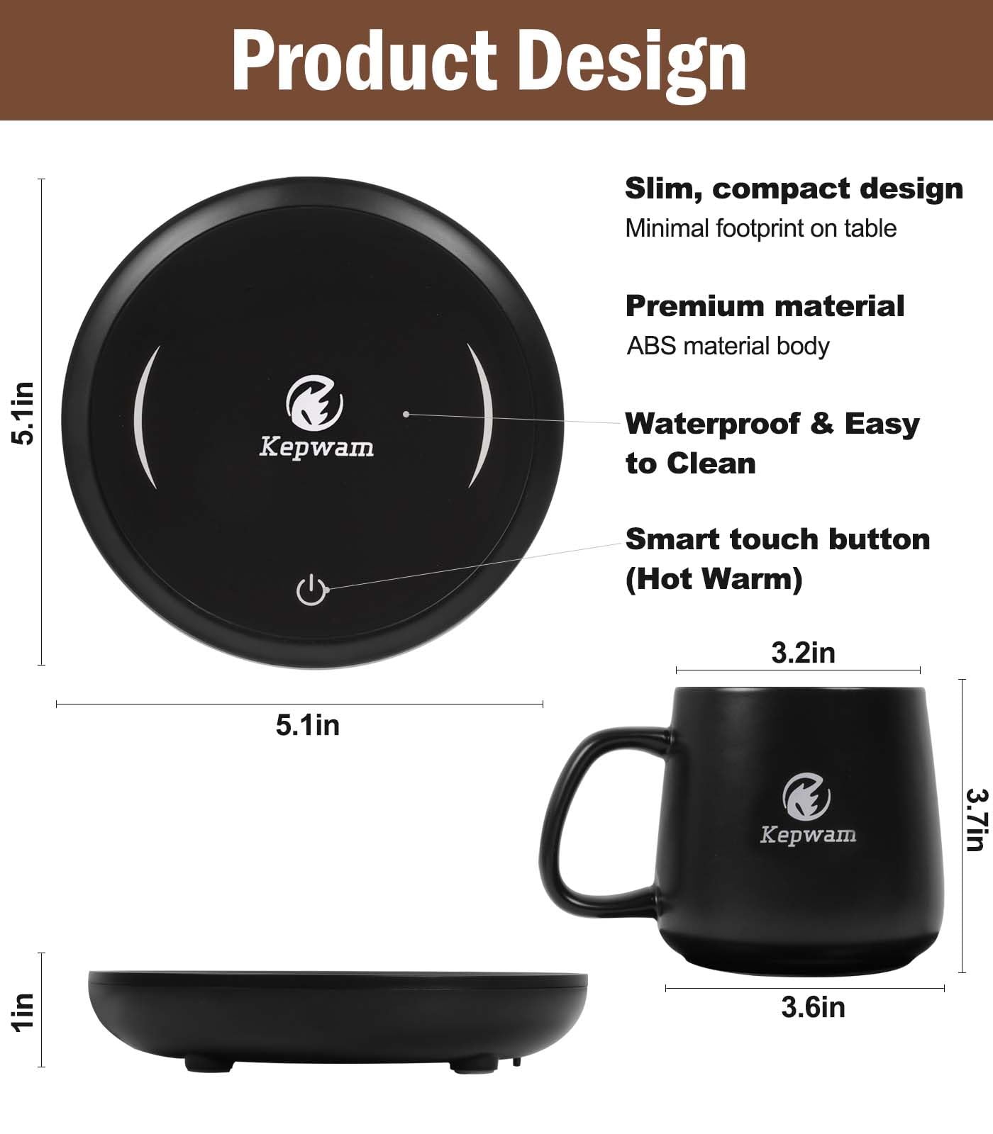 Coffee Mug Warmer & Mug Set with 2 Temp Settings, Coffee Lovers Present for Women Men, Coffee Cup Warmer with Auto Shut Off, Coffee Warmer for Christmas Day, Birthday, Valentine's Day Present