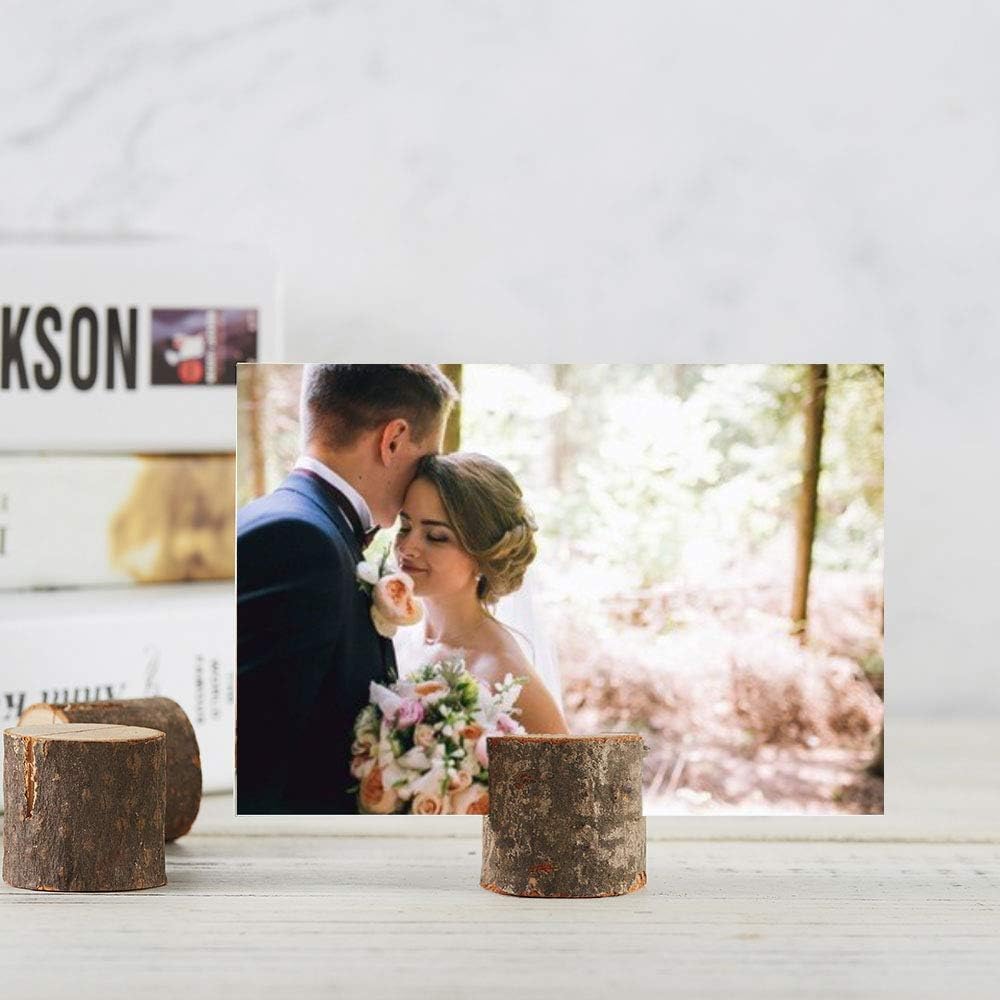 Rustic Place Card Holders with Kraft Table Place Cards Set Wood Table Number Holders Perfect for Thanksgiving, Wedding, and Birthday Parties - 10 Card Holders and 20 Kraft Paper Cards Included