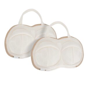 desonaut 2pcs bra wash bags for laundry lingerie brassiere bag bra washing protector holder for washing machine beige(a to c cups)