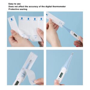 50PCS Disposable Thermometer Probe Cover Set, PE Film Paper 9.5x2.5cm, Accurate for Digital Thermometer