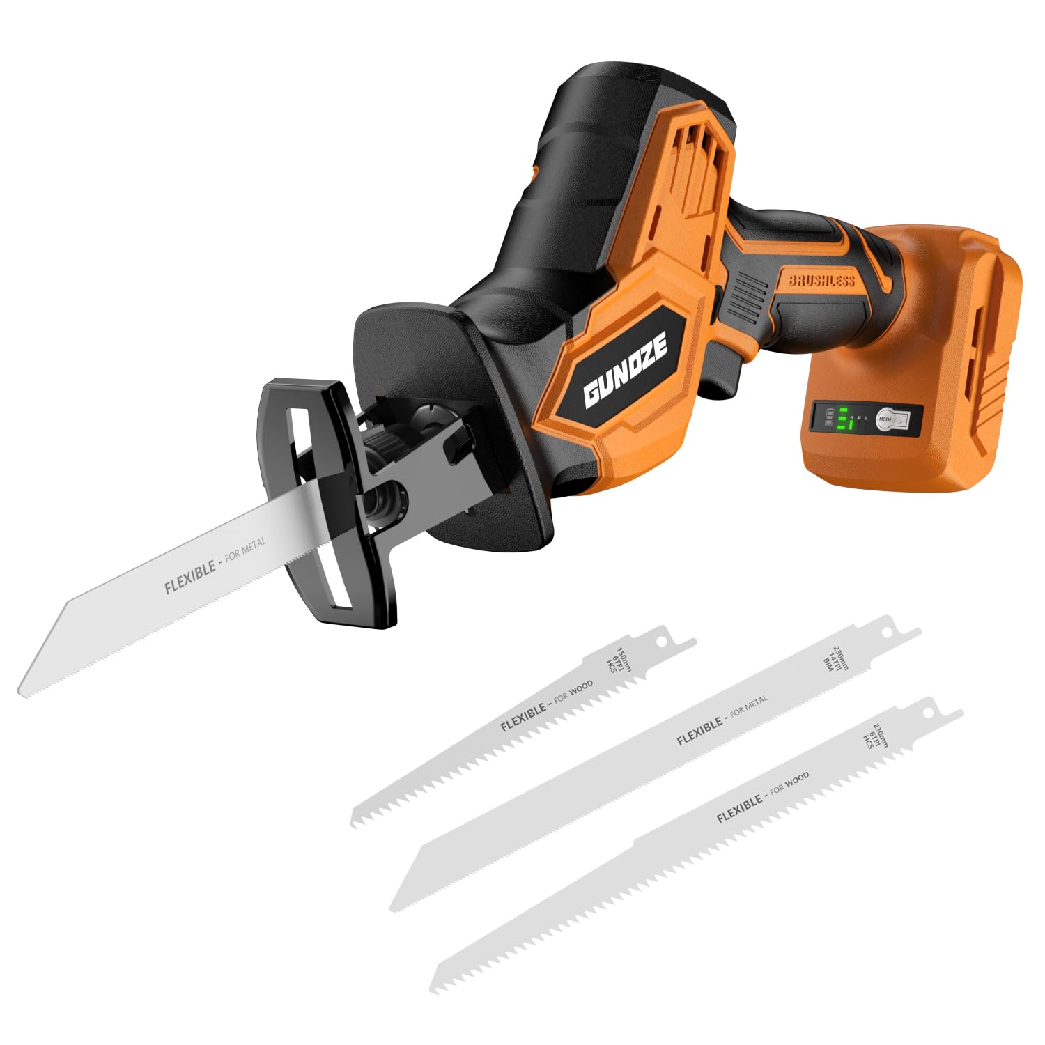 Cordless Reciprocating Saw for DeWalt 20V Battery, 3 Variable Speed 0-3500 Brushless Recipro Saw, Tool-free Blade Change, 4 Saw Blade Potable Recipro Saw kit for Wood/Metal/PVC Cuts - Tool Only