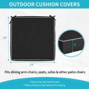 COSHNIBI Outdoor Cushion Covers,24X24X4inch,Waterproof Patio Furniture Cushion Covers,Outdoor Cushion Slipcovers for Furniture,Garden and Backyard,2 Pack,Covers Only