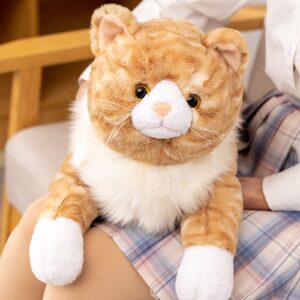 Fawowe Cat Weighted Stuffed Animals, 5.3 lbs 25.5 inch Weighted Cat Plush Toy Realistic Cat Weighted Plush Animals Pillow Gifts for Adults and Kids