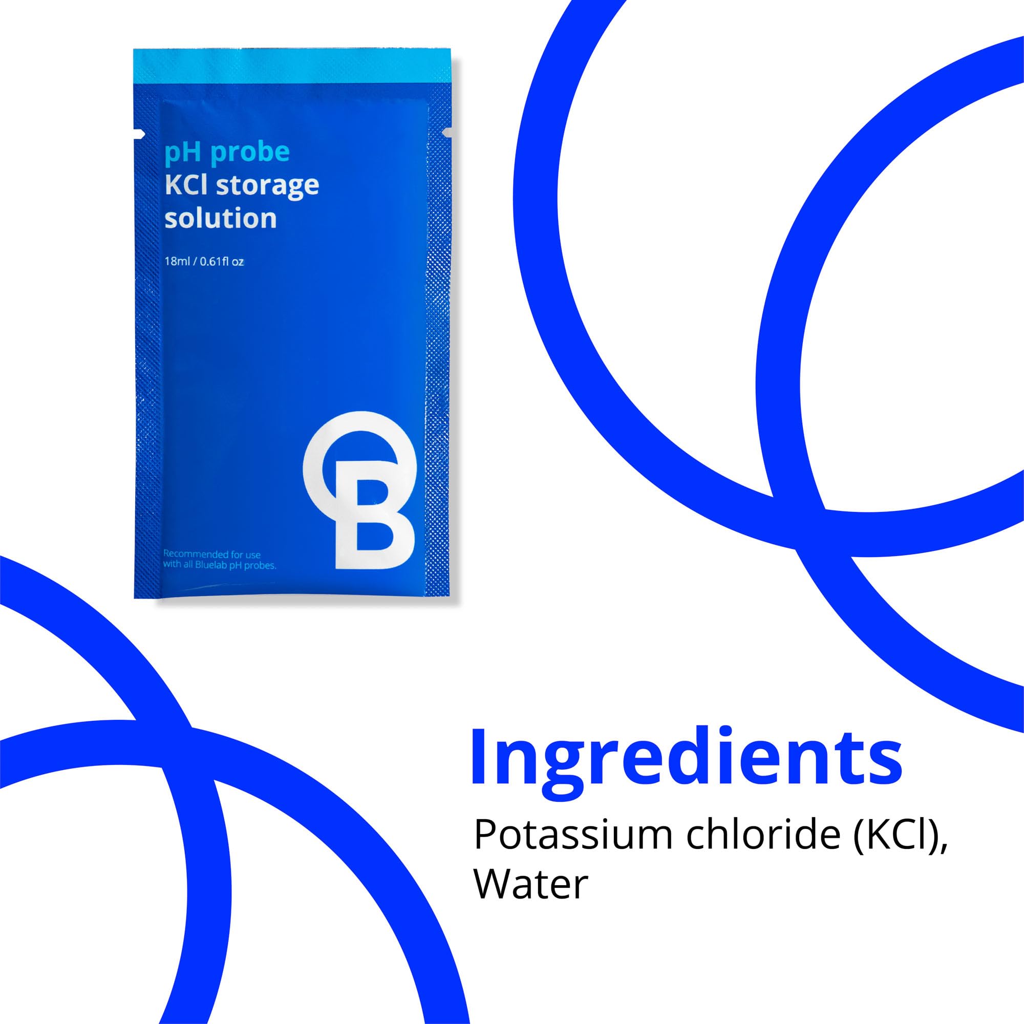 Bluelab KCl Storage Solution Sachets - Ideal for Maintaining pH Pens, pH Meters & pH Probes - Optimal Probe Care to Ensure Accurate Measurements with Regular Probe Hydration, 30 Sachet Box, 18ml Each