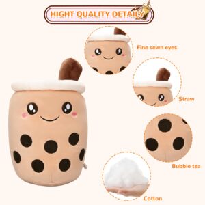 PLYFOU 11.8 Inch Bubble Tea Plush, Kawaii Plushies Bubble, Jumbo Bubble Milk Tea Toy, Bubble Tea Pillow, Bubble Tea Stuffed for Girls Brown, Idea for Girls