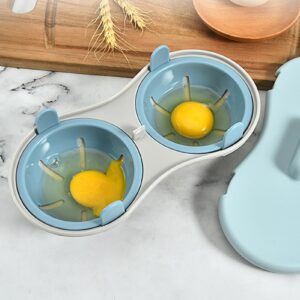 jyibinee Poached Egg Maker, Microwave Double Egg Poacher Maker with Lid, Detachable Drain Basket Pp Poached Egg Cooker Steamer Kitchen Gadget Orange