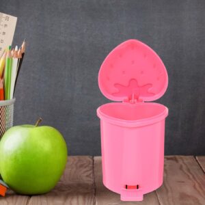 Kichvoe Strawberry Trash Can Cute Trash Can Desktop Trash Can Mini Pink Garbage Can Strawberry Countertop Wastebasket for Desk Bathroom Bedroom Kitchen Office