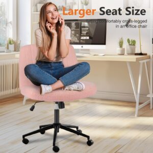 CUANBOZAM Armless Desk Chair, Criss Cross Chair with Wheels, Fabric Padded Desk Chair, Modern Swivel Height Adjustable Office Chair with Wide Seat for Home, Office, Make Up, Bed Room