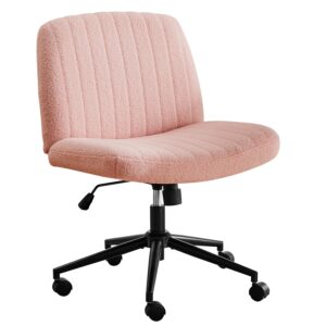 cuanbozam armless desk chair, criss cross chair with wheels, fabric padded desk chair, modern swivel height adjustable office chair with wide seat for home, office, make up, bed room