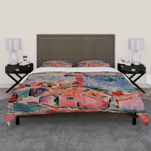 HOBBOY Bright Watercolor Bedding Sets 3 Piece 1 Duvet Cover with Zipper Ties 2 Pillowcases Henri Matisse Painting Art Soft Duvet Cover Set Twin Size