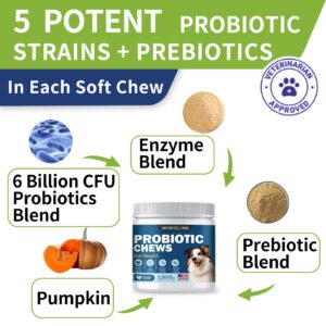 WONTECHMI Probiotics for Dogs, Improve Itchy Skin Itchy Ears, Gut Health, Yeast Balance, Allergies, Immunity, Dog Probiotics and Digestive Enzymes with Prebiotics, Reduce Diarrhea (Chicken, 120 chews)