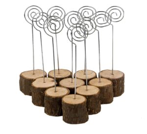 wood place card holders with swirl wire table number stands and photo holders for name signs card holders for weddings and parties