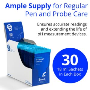 Bluelab KCl Storage Solution Sachets - Ideal for Maintaining pH Pens, pH Meters & pH Probes - Optimal Probe Care to Ensure Accurate Measurements with Regular Probe Hydration, 30 Sachet Box, 18ml Each