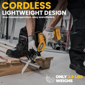 Cordless Reciprocating Saw for DeWalt 20V Battery, 3 Variable Speed 0-3500 Brushless Recipro Saw, Tool-free Blade Change, 4 Saw Blade Potable Recipro Saw kit for Wood/Metal/PVC Cuts - Tool Only