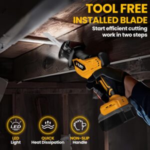 Cordless Reciprocating Saw for DeWalt 20V Battery, 3 Variable Speed 0-3500 Brushless Recipro Saw, Tool-free Blade Change, 4 Saw Blade Potable Recipro Saw kit for Wood/Metal/PVC Cuts - Tool Only