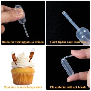 MAQIHAN 50 Plastic Pipettes Dropper for Cupcakes - 4ml Disposable Cupcake Pipettes Cupcake Injector Mini Pipettes Pippets Disposable Droppers Pipets Liquor Alcohol Infuser Small Strawberry Pippettes