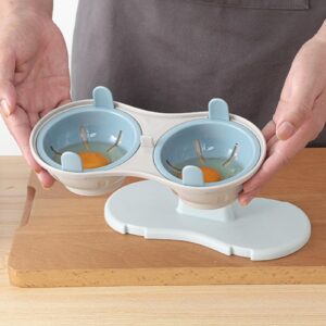 jyibinee Poached Egg Maker, Microwave Double Egg Poacher Maker with Lid, Detachable Drain Basket Pp Poached Egg Cooker Steamer Kitchen Gadget Orange