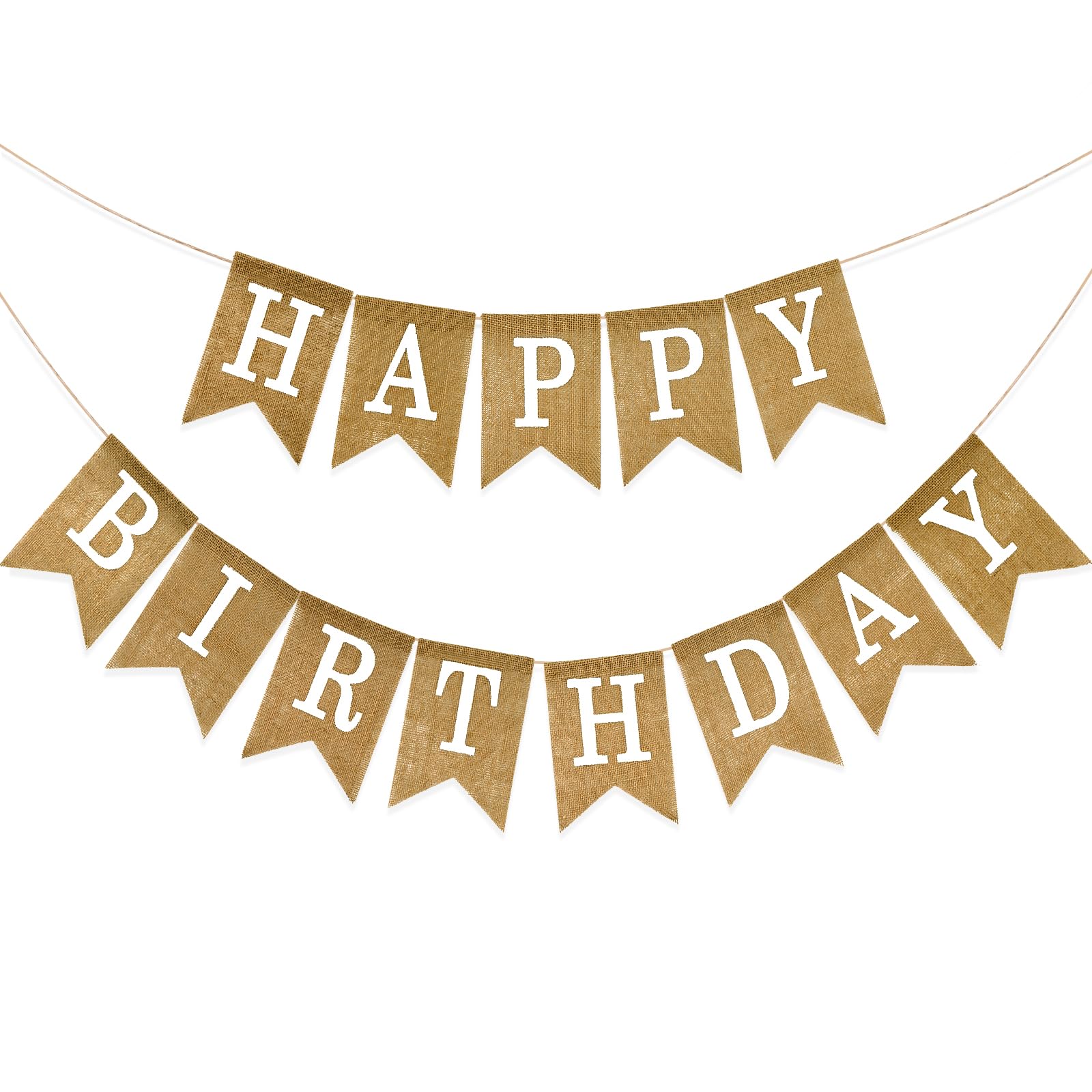 Anwyll Happy Birthday Banner,Burlap Birthday Banner Bunting,Pre-Strung Happy Birthday Party Decorations,Rustic Happy Birthday Banner Sign for Women Men Birthday Celebration Party Decor Indoor Outdoor