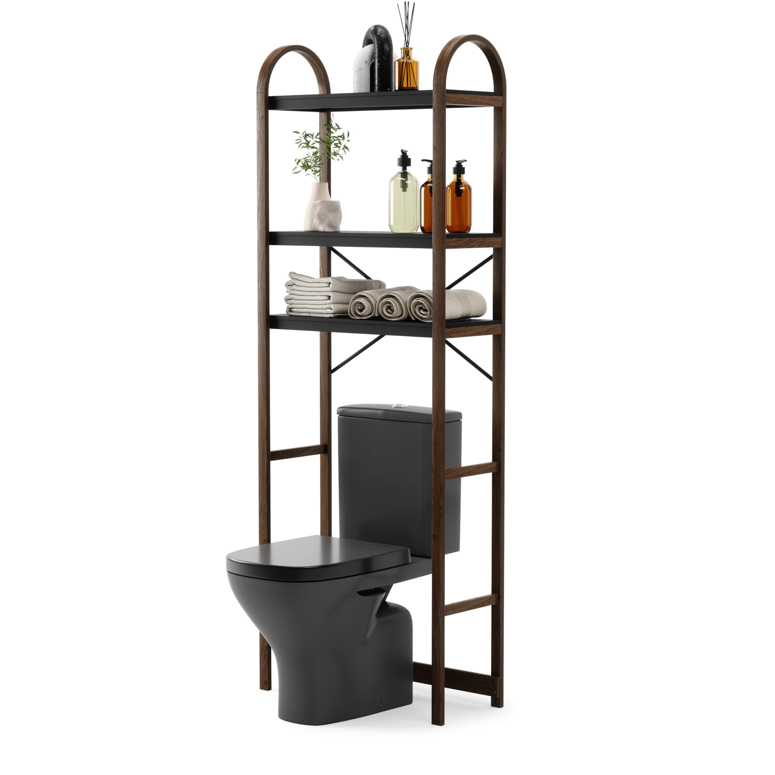 Umbra Bellwood Over The Toilet Bathroom Storage, Black/Walnut