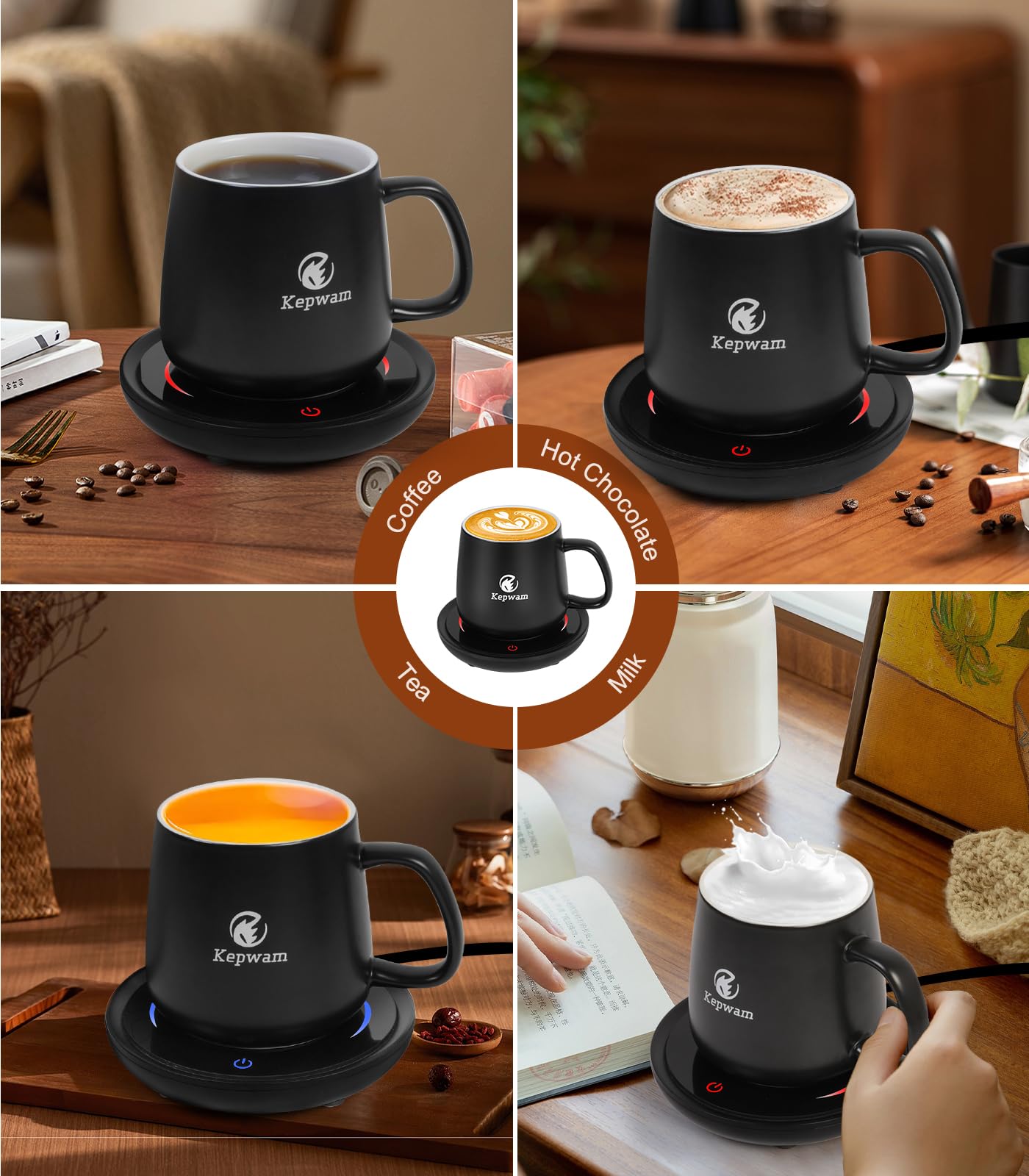 Coffee Mug Warmer & Mug Set with 2 Temp Settings, Coffee Lovers Present for Women Men, Coffee Cup Warmer with Auto Shut Off, Coffee Warmer for Christmas Day, Birthday, Valentine's Day Present