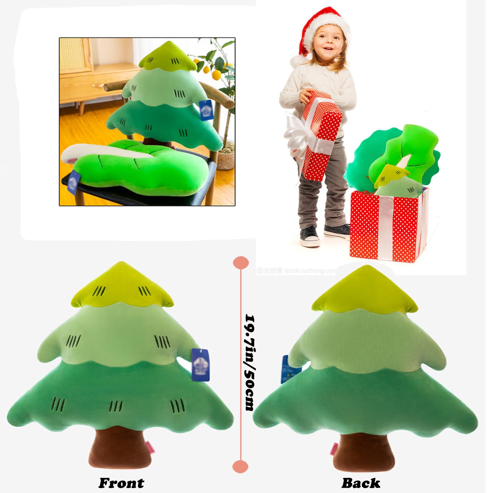 CHELEI2019 19.7" Leaf Pillow,3D Stuffed Plant Pine Tree Shaped Throw Plushie for Room Decor