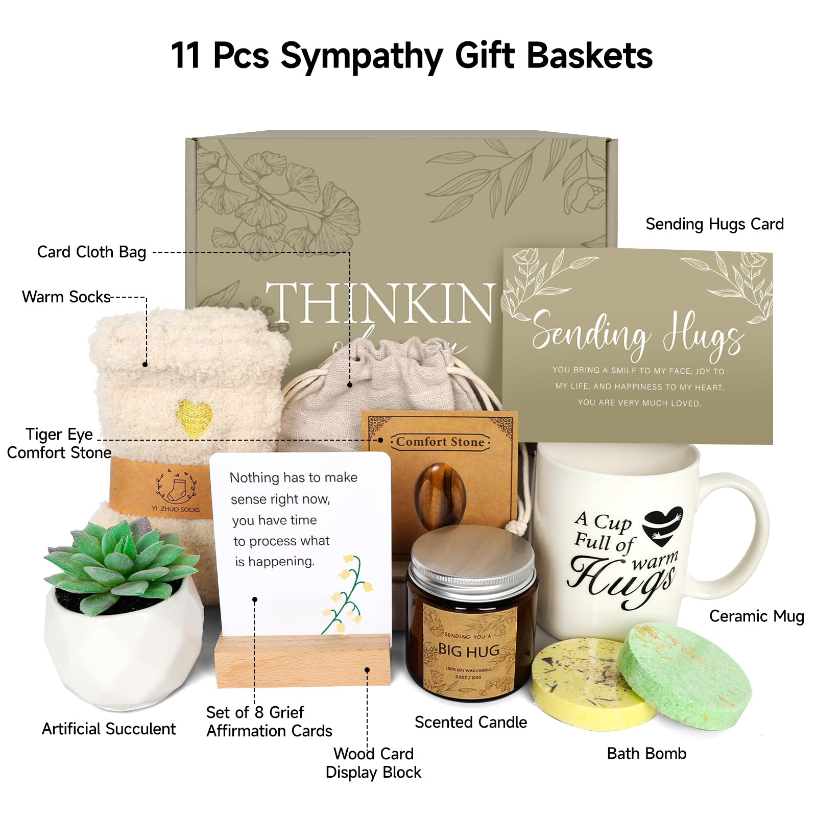 Sympathy Gift Baskets - Care Package Get Well Soon Gifts for Women, Thinking of You After Surgery Gifts Feel Better Gifts for Sick Friend, Memorial Gift, Get Well Gifts for Best Friend Bff Mom Sister