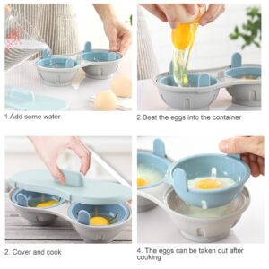 jyibinee Poached Egg Maker, Microwave Double Egg Poacher Maker with Lid, Detachable Drain Basket Pp Poached Egg Cooker Steamer Kitchen Gadget Orange