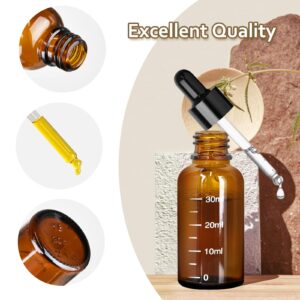 4Pcs Dropper Bottles Tincture Bottles with Dropper Glass 0.5oz 15ML Thick Amber Leakproof Essential Oils Bottles Eye Dropper Bottles with 1 Funnel & 4 Labels